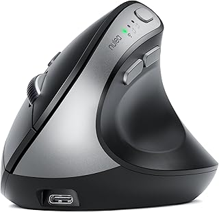 Compare Nulea MD280 Ergonomic Vertical Wireless Mouse  Bluetooth & 2.4G Dual Mode, 4 Adjustable DPI 800120016002400, Rechargeable, Quiet Clicks, No Lag, 6 Buttons  Perfect for Laptop, Black at KSA Price