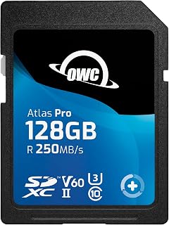 Compare OWC Atlas Pro SD V60128GB  SDXC UHSII V60 Media Card, Up to 250MBs read and 130MBs write, costeffective memory card for most common photo and up to 4K video capture at KSA Price