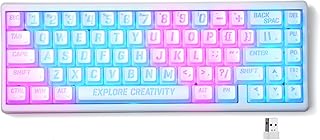 Compare XVX M67 Wireless 60% Percent Keyboard, QMKVIA Topographic Gaming Keyboard, TriMode Thocky Creamy Mechanical Key Board, Hot Swappable Gasket Mount RGB IMD Tech for WinMac, Miami Theme, White at KSA Price