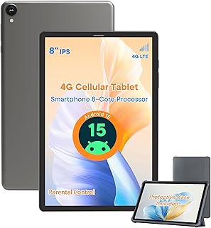 Compare Android 15 Tablet 8 Inch,4G SIM Unlocked, OctaCore CPU 2.0GHz, 12 GB+64 GB, TF Expandable, IPS Display, 5G WiFi, Bluetooth 5.0, 5MP+8MP Dual Cameras,5100mAh, GPS, Google Kids Space，Gary case at KSA Price