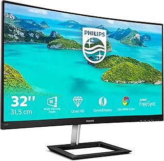 Compare Philips 325E1C 32 inch QHD Curved Monitor, 75Hz, 4ms, VA, AMD FreeSync, Flicker Free, Smart Image 2560 x 1440, 250 cdm², HDMI 1.4VGA.DP 1.2 at KSA Price