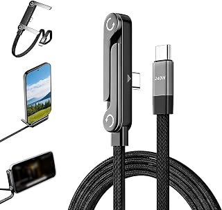 240W 2-in-1 Fast Charging Type C Cable with Invisible…