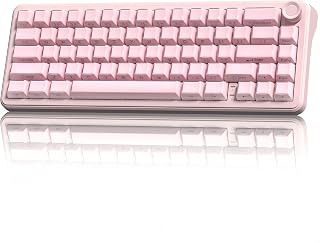 Compare womier L65 60% Pink Mechanical Keyboard with Knob,4000mAh,Tri Mode USBCBT5.02.4G,RGB Backlit,Hot Swap,Crystal Jelly keycaps,Linear Switch,Gasket Mounted Wireless Gaming Keyboard for PCMac at KSA Price