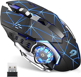 Compare Q85 Rechargeable Wireless Gaming Mouse, 2.4G LED Optical Silent Wireless Computer Mouse with 4 LED Light, 3 Adjustable DPI, Ergonomic Design, Auto Sleeping Starry Black at KSA Price