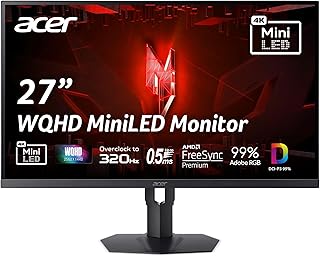 Compare Acer Nitro 27” WQHD 2560 x 1440 Gaming IPS MiniLED Monitor | AMD FreeSync Premium | 320Hz Refresh Rate | Up to 0.5ms | AdobeRGB 99% | 1 x Display Port 1.4 & 2 x HDMI 2.1 Ports | XV275U F3biipprx at KSA Price