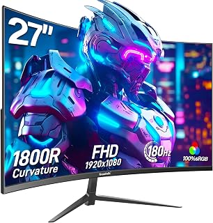Compare Gawfolk 27 Inch Curved Gaming Screen 1800R, PC Monitor VA Panel, QHD Resolution 2560X1440, 144HZ165HZ, 1MS, UltraThin Bezel, Adjustable Tilt, Supports HDMIDP at KSA Price
