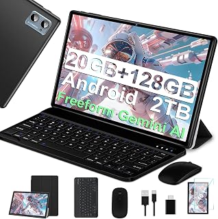 Compare Android Tablet, 20GB RAM + 128GB ROM 2TB TF, 8 Core Processor, Widevine L1WiFi 6Bluetooth 5.06000mAhGMS8MP + 5MPTablet PC with Case, Keyboard and Mouse Black at KSA Price