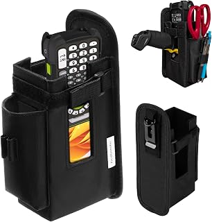 Compare Large Barcode Scanner Holster with Storage Pocket, Rugged Handheld Scanner Pouch with Belt Clip & Loop, MultiPurpose Work Carrying Case for Zebra MC9100 MC9200 MC9300 MC9500 Mobile Computers, Black at KSA Price