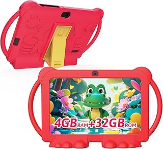 Compare 2026 Tablet for Kids, Android 12 Kids Tablets 7 inch, 4+32GB ROM1TB Expand, Toddler Tablet with Parental Control, BT, WiFi, Dual Camera, Shockproof Case, Kids APP Preinstalled, EducationRed at KSA Price