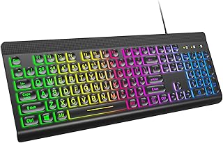 Compare Computer Keyboard Wired, Plug and Play USB Retro Round Typewriter Keyboard, Full Size Wired Keyboard with Foldable Stands for Laptop and Office PC at KSA Price