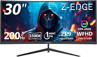 Compare ZEdge 30 inch 144Hz200Hz Curved Gaming Monitor, 1080P Computer Monitor, UG30 21:9 Ultra Wide, 1500R1ms MPRT, FramelessSlim PC Monitor with HDMIDP Display Port, Freesync Compatible, VESA at KSA Price