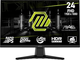 Compare MSI MAG 242F 24inch 1920 x 1080 FHD Gaming Monitor, 200Hz, AdaptiveSynch, HDMI, DisplayPort, VESA Mountable, Tilt, Height Adjustable, Speaker, 0.5ms, Black at KSA Price