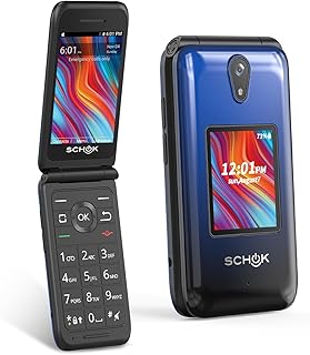 Compare Schok 4G Flip Phone Unlocked, 3.2" Dual Screen Flip Phones for Seniors & Kids, Basic Phone for Travel，AT&TTMobile Compatible, Big Button, Replaceable Shells BlueRed at KSA Price
