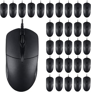 Compare Kathfly 30 Pcs Black Wired USB Computer Mouse Bulk 1000 DPI 3 Button Corded Mouse with Home Office Noiseless Simple USB for Computer Laptop Desktop PC at KSA Price