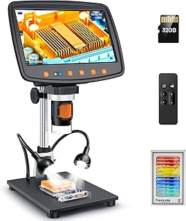 Compare Digital Microscope with 7" LCD Screen,1500X Magnification Soldering Microscope with HDMI,Coin Microscope with 12MP Image Sensor,WindowsMacTV Compatible（32GB Card） at KSA Price