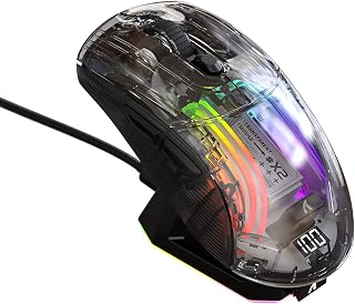 A.JAZZ Wireless Gaming Mouse with Full Transparent,Tri-Mode…
