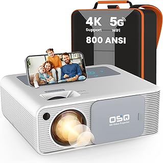 Compare OSQ 5G WiFi 1080P Projector 4K Supported  800 ANSI HD Outdoor Movie with Bluetooth, 4P & ±50° Keystone, Zoom 50%, 300'' Home Cinema Video Support PPT, PS4, TV Stick, Laptop, Phone, white O410 at KSA Price