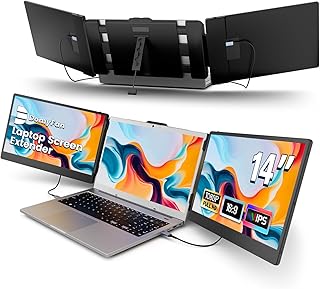 Compare domyfan 14" Laptop Screen Extender, FHD 1080P IPS Triple Portable Monitor for Laptop, HDMIUSBATypeC Plug and Play for Windows, Mac, Android, Chrome, Switch & PS5, Work with 13.3”17” Laptops at KSA Price