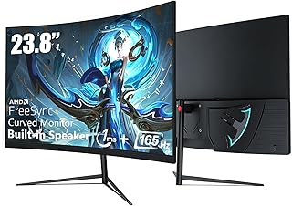 Compare 23.8" Curved Gaming Monitor 165Hz 1920x1080p 1ms Freesync Computer Monitor with LED Axe Backlit, 1800R Curved Screen, Builtin Speaker, RGB Backlight, HDMI, DP, USB Black at KSA Price