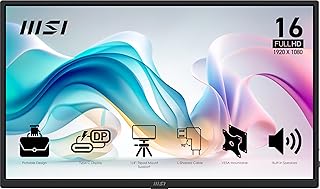 Compare MSI Pro MP165 E6 15.6 Inch FHD IPS 1080p, USB TypeC, Mini HDMI, Integrated Speaker, Ideal for PC, Mac, PS5, PS4, Xbox, Mobile Phone, Grey Metal at KSA Price