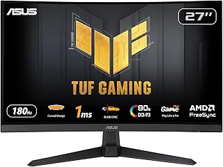 Compare ASUS TUF Gaming VG27VQ3B Gaming Monitor – 27 inch Full HD, Curved, 180Hz, ELMB SYNC, FreeSync, 1ms response time, 90�IP3, DisplayWidget Center at KSA Price