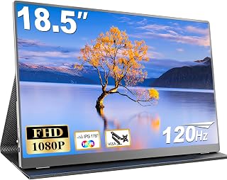 Compare 18.5 Inch Portable Monitor, 120Hz 1080P IPS Portable Screen for Laptop, Travel Monitor with HDR 100% sRGB VESA, Second Screen for Laptop, PS5, Xbox, Phone at KSA Price