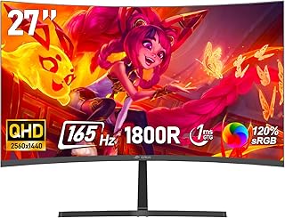 Compare CRUA 27 inch Curved 2K Gaming Monitor 165Hz QHD2560x1440 Display Screen at KSA Price
