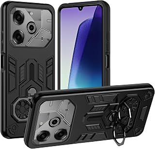 Compare Phone Fashion For Tecno Pova 6 Pro 5GPova Phone Case with Kickstand,MilitaryGrade Heavy Duty Protection Mobile Cover PC Matte Textured Rugged Shockproof TPU SturdySiyah at KSA Price