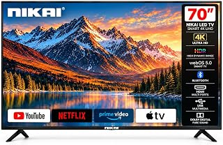 Compare 70 Inch Smart TV, 4K Ultra HDR, LED WebOS Platinum Series, Magic Remote, Cinema Screen Design, Dolby Audio, Smart Voice Control, Apps YouTube, Netflix, Amazon Prime, Shahid NIK70MEU4STN1 Black at KSA Price