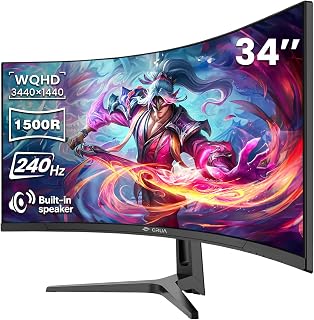 CRUA 34 Inch Curved Gaming Monitor, 240Hz WQHD…