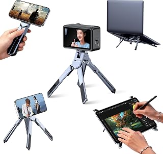Compare Phone Holder, Premium Aluminum Magnetic, Foldable Compact Desktop Riser, Adjustable Height And Angle, Lightweight Grey Support Rack, Universal Mount for Phone Laptop Tablet Office Home at KSA Price