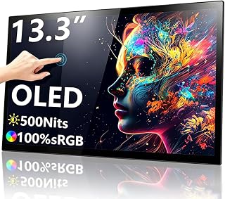Compare 13.3" Portable OLED Touch Screen, 1080P HDR Travel Screen, 500 Nits UltraThin External Second Monitor for Laptop, Mac, PC, Android, PhoneTablet No Touch at KSA Price