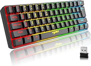 Compare L500 Wireless Gaming Keyboard, 61 Keys Bluetooth 5.0 + 2.4G TriMode RGB Backlit Ergonomic UltraCompact Silent 60% Keyboard with Rechargeable Battery for Windows Mac PC PS4 Gamer, Black at KSA Price