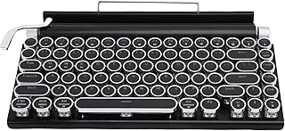 Compare Asixxsix Retro Typewriter Wireless Mechanical Gaming Keyboard, Bluetooth Retro Mechanical Keyboards with Punk Round Keycaps, Vintage Computer Keyboard for Tablet Computer Phone Black at KSA Price