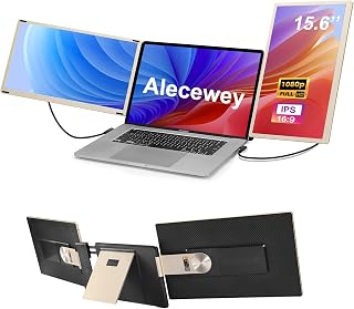 Compare Alecewey 15.6 inch Triple Screen Laptop Monitor Extender FHD 1080P HDMI Detached Extended Portable Dual Monitor for 1217'' Laptops with Windows,Mac,Android, Champagne Gold at KSA Price