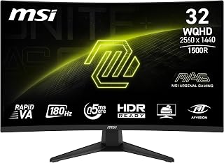Compare MSI MAG 321CQF E18 32" 2560 x 1440 QHD Gaming Office Monitor, 180Hz, Adaptive Sync, HDR, HDMI, VGA Port, VESA Mount, Tilt, 4Sided Slim Bezel, 0.5ms, Black at KSA Price