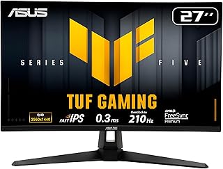 Compare ASUS TUF VG27AQ5A Monitor: 27inch, QHD2560x1440, 210HzOC, Fast IPS, ELMB SYNC, 0.3ms GTG min., Stereo speaker, DisplayWidget Center, AI  Black at KSA Price