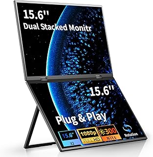 Compare Dual Portable Monitor, 15.6" 1080P FHD IPS Folding Stacked Triple Laptop Screen Extender, USBC Plug & Play Travel Extended Computer Display for Laptop PC Windows at KSA Price