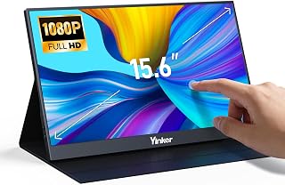 Compare 15.6" FHD 1080P 10Point Touchscreen Laptop with Magnetic Leather Case and Speakers, USBC Travel Monitor Compatible with Laptop, Smartphone, PC at KSA Price