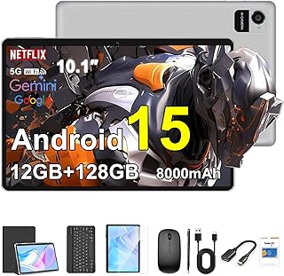Compare Crelander 10.1 Inch Android 15 Tablet, 12GB+128GB Android Tablet, 8000mAh Battery, 1280x800 Touchscreen, 5G WiFiBluetooth, Bundle with Case, Keyboard, Mouse & Stylus Gray at KSA Price