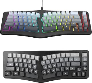 Compare ASHATA Ergonomic USB Wired Keyboard, RGB Backlit Computer Keyboard, Detachable Type C Cable, 69 Key, Plug and Play, for PC Gaming at KSA Price