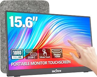 Compare InnoView 15.6" Portable Monitor 60Hz Touchscreen 1080P 10Point Touch Screen Monitor Portable with Storage Pouch Builtin Stand, 1200:2 HDMI USB C Travel Monitors for Laptop, PC, Phone at KSA Price