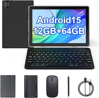 Android 15 Tablet, 10 inch 2 in 1 Tablets…