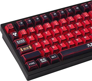 Compare 135Key Manga Anime Keycaps Set, Black Red PBT Keycaps, Cherry Profile, DyeSub Custom HandDrawn Design, Compatible with ANSI Layout Mechanical Keyboards at KSA Price