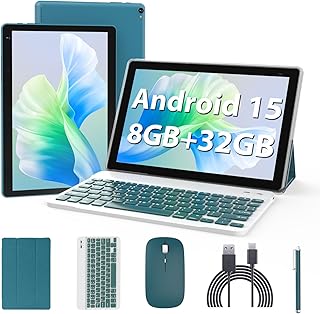 Android 15 Tablet 10 inch, 2 in 1 Tablets…