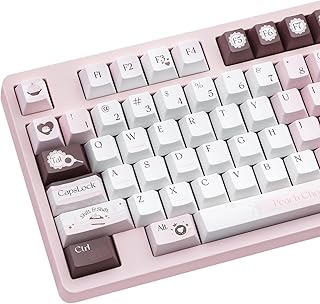 Compare 130 Keys Pink Cute Keyboard Keycaps Set, Custom PBT Cherry Profile Keycap, Thick Dye Sub Keycaps Kawaii, White Chocolate Keycap Brown, Kawaii Key Caps for ANSIISO Mechanical Keyboard at KSA Price