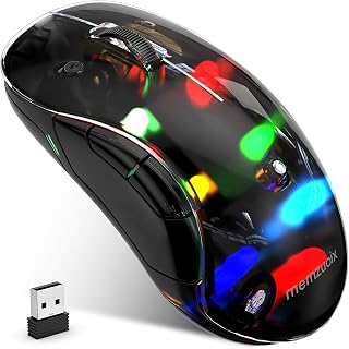 Compare memzuoix 2.4G LED Wireless Mouse, Rechargeable Ergonomic Mouse with Detachable Cover, 1200 DPI Portable Optical Computer Mouse with USB Receiver for Laptop, PC, Desktop and MacBook, 5 ButtonsBlack at KSA Price