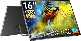 Compare Intehill 16" Portable Monitor 3K, 3072x1920 Portable Display, 16:10 AntiGlare Portable IPS Display with Tempered Glass, 100% sRGB HDMI Portable Laptop Screen, Travel Monitor with Kickstand, U16ZA at KSA Price