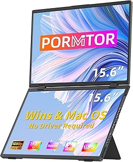 Compare Laptop Screen Extender,15.6" Dual Monitors WinsMac Folding Stacked Portable Dual Monitor, USB C Travel Extended Computer Display with Triple Portable Monitor for Laptop PC Windows Mac at KSA Price