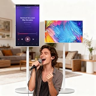 Compare AllinOne Mobile TV Touchscreen Display 242732inch, Portable Intelligent Monitor with 360° Rotation Stand, FHD IPS Scree,7800mAh for Home Office and Business Use 27in8+128g at KSA Price